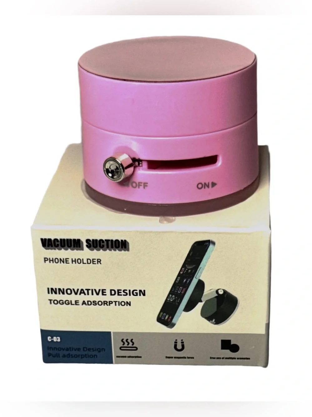 Pink Foldable Vacuum Suction Magnetic Phone Mount
